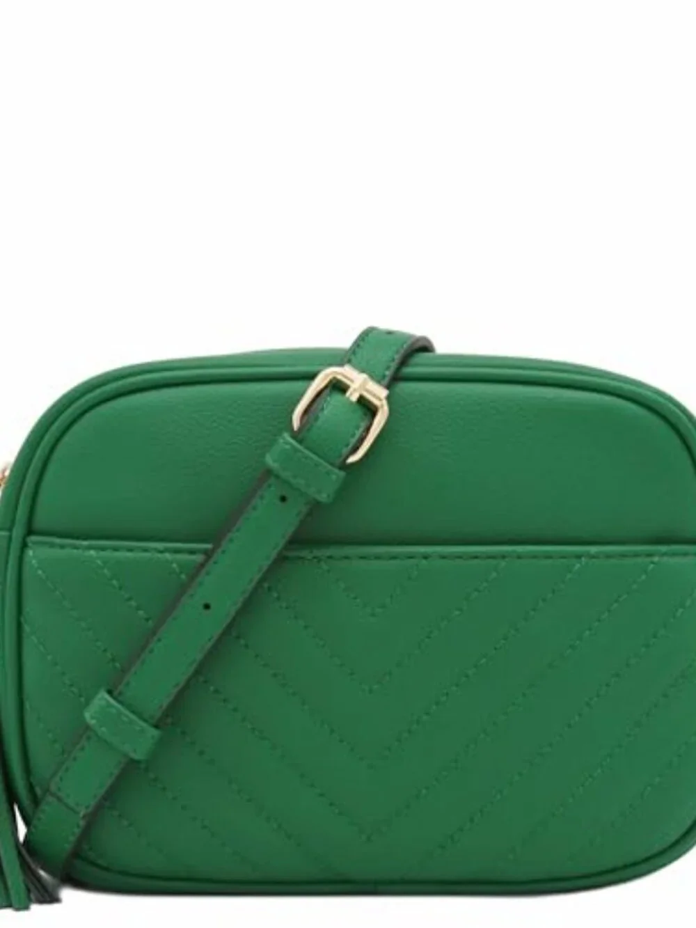 Quilted Crossbody Camera Bag with Chain Strap and Tassel